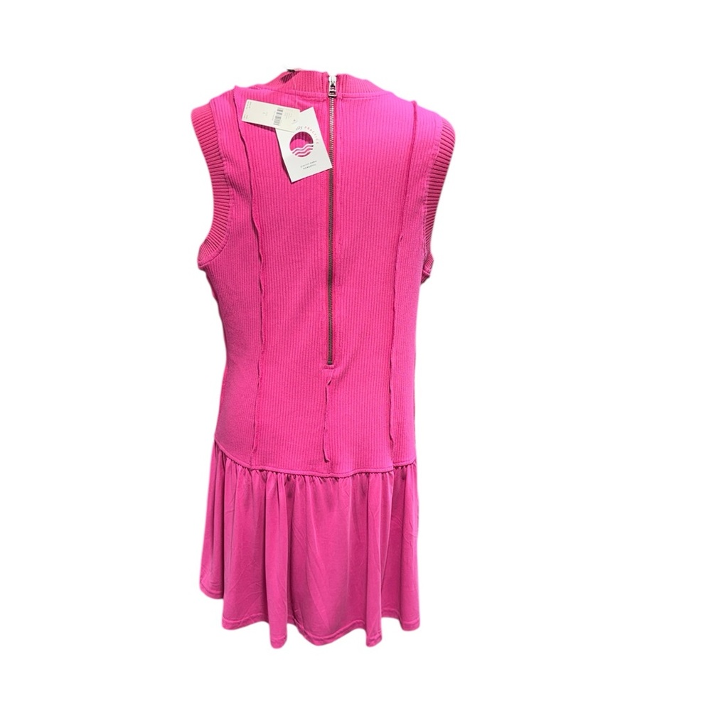 NWT Anthropologie Daily Practice Buzzer Beater Cotton Blend Pink Mini Dress Sz L - Picture 4 of 11